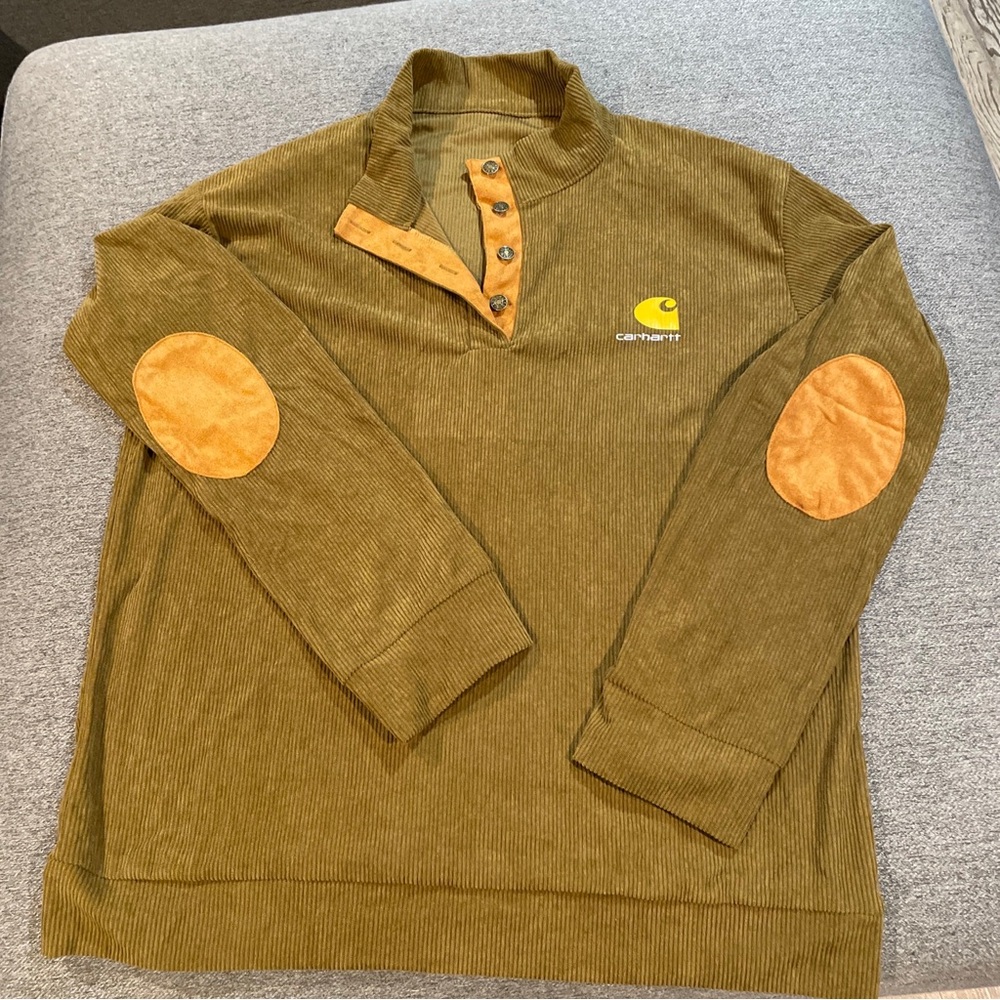 Carhartt Olive Green Sweatshirt with Tan Accents